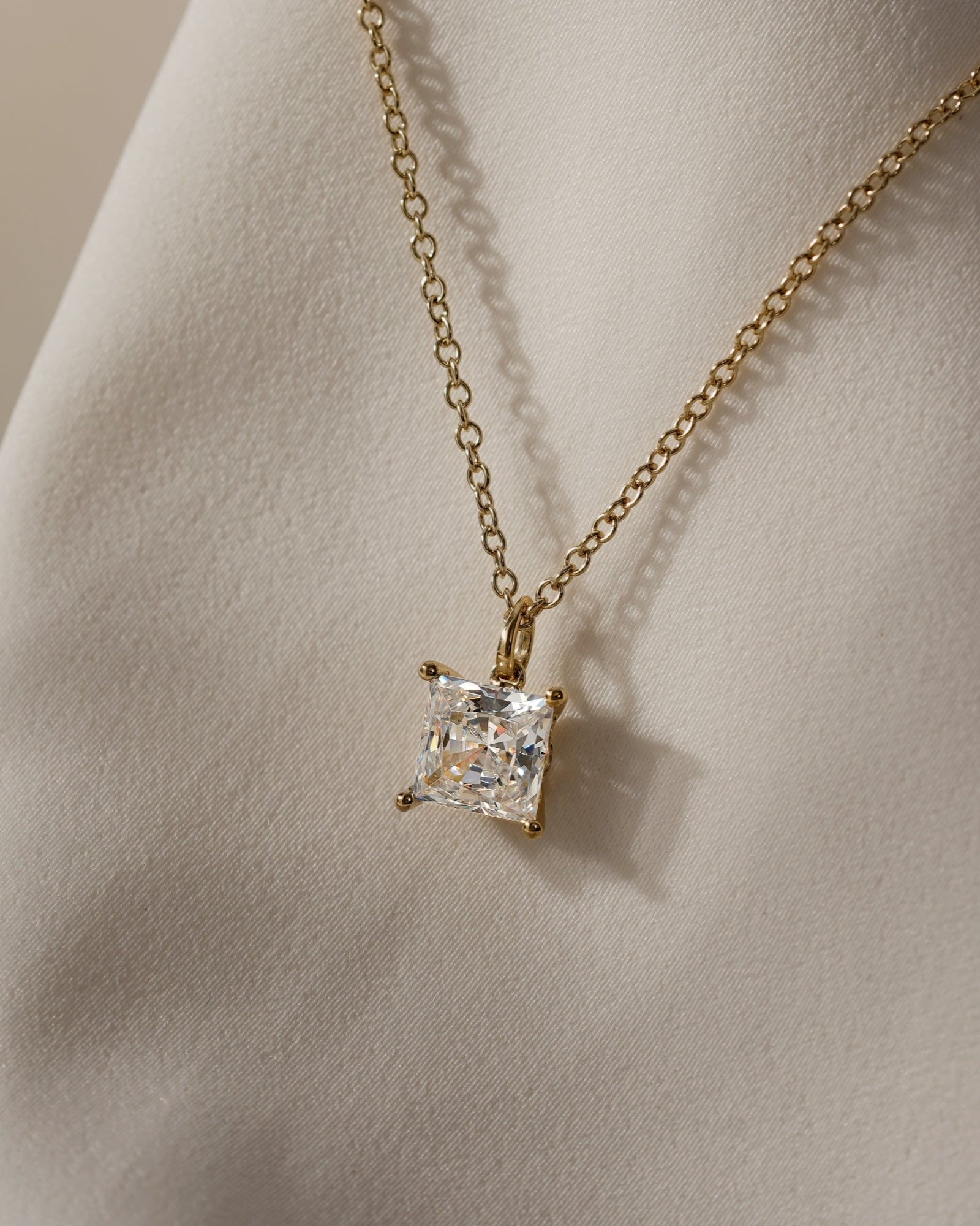 Lab-Grown Diamond 1.0 cttw Princess Solitaire Necklace