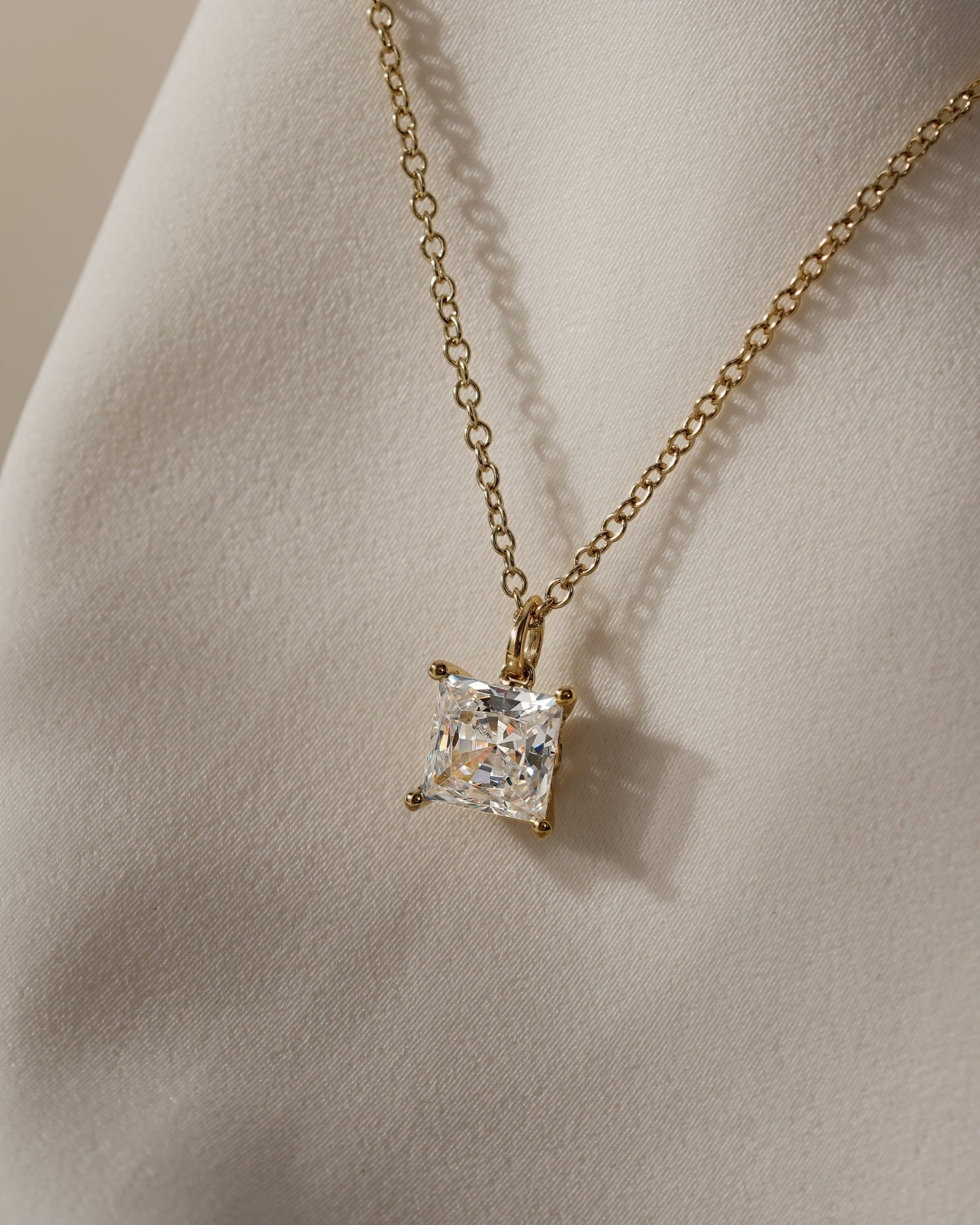 Lab-Grown Diamond 2.0 cttw Princess Solitaire Necklace