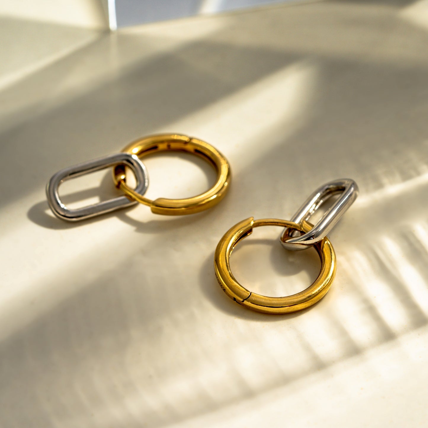 Two-tone Dangle Hoop Earrings