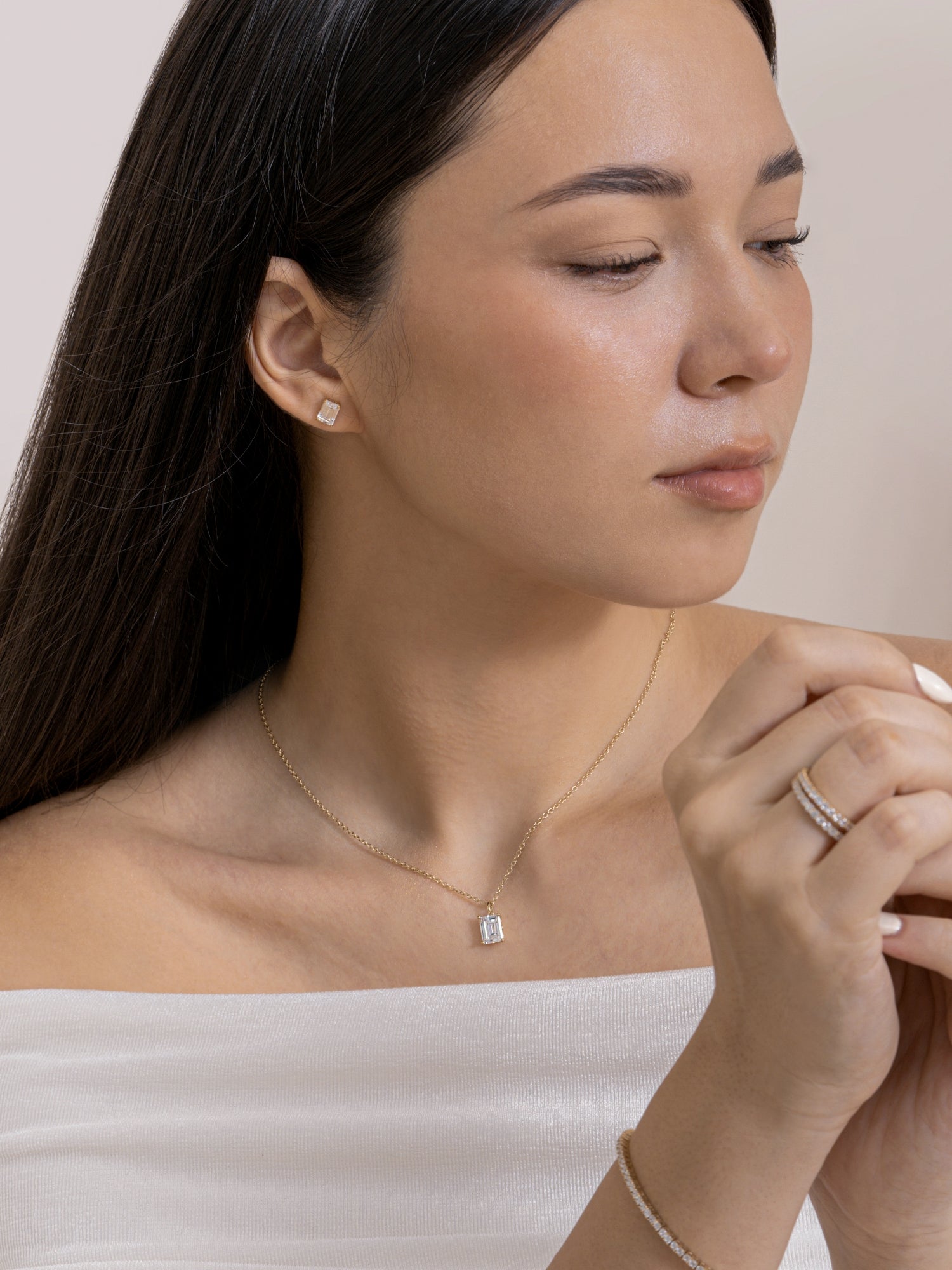 Lab-Grown Diamond 1.0 cttw Emerald Solitaire Necklace