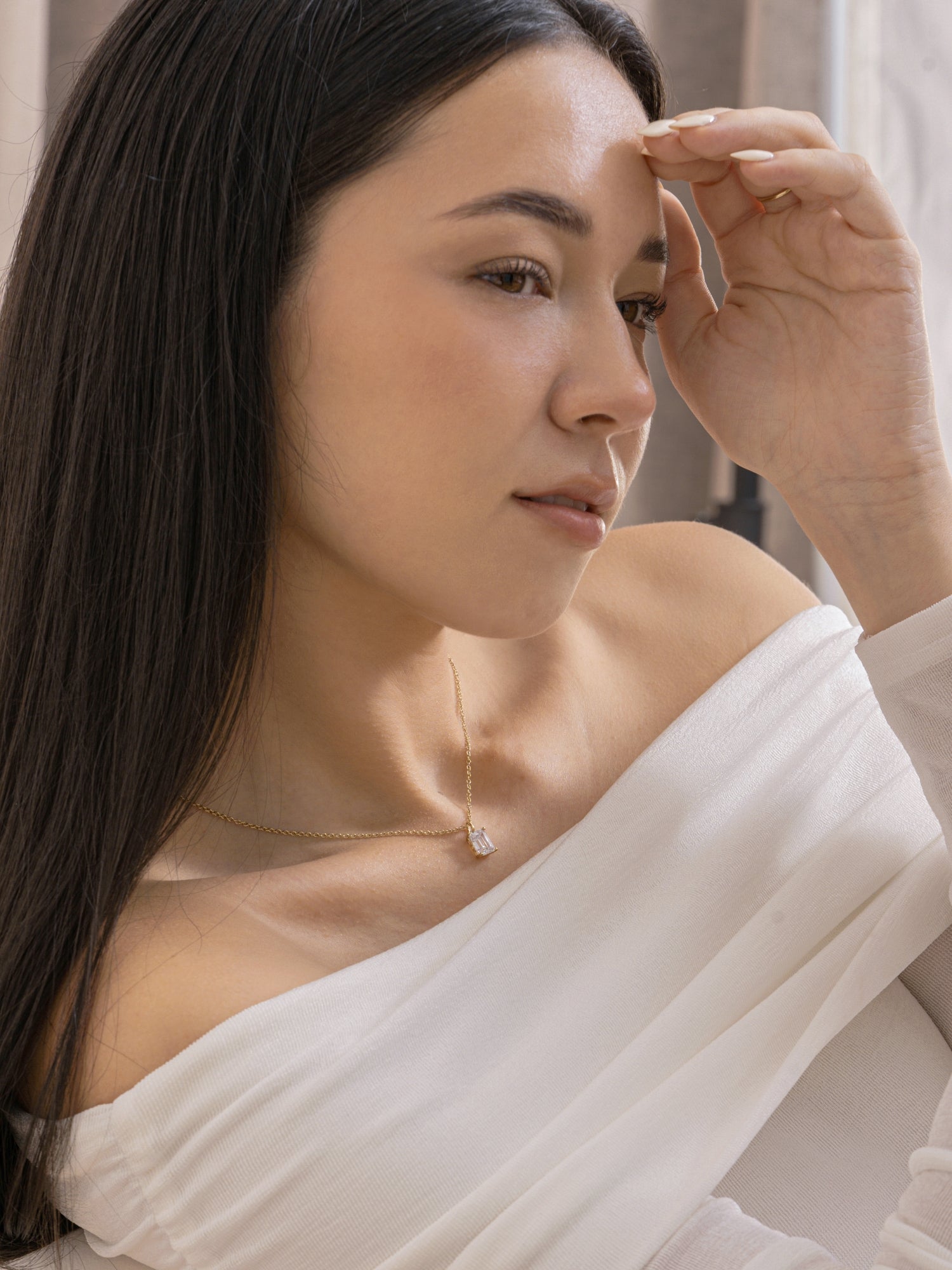 Lab-Grown Diamond 1.0 cttw Emerald Solitaire Necklace