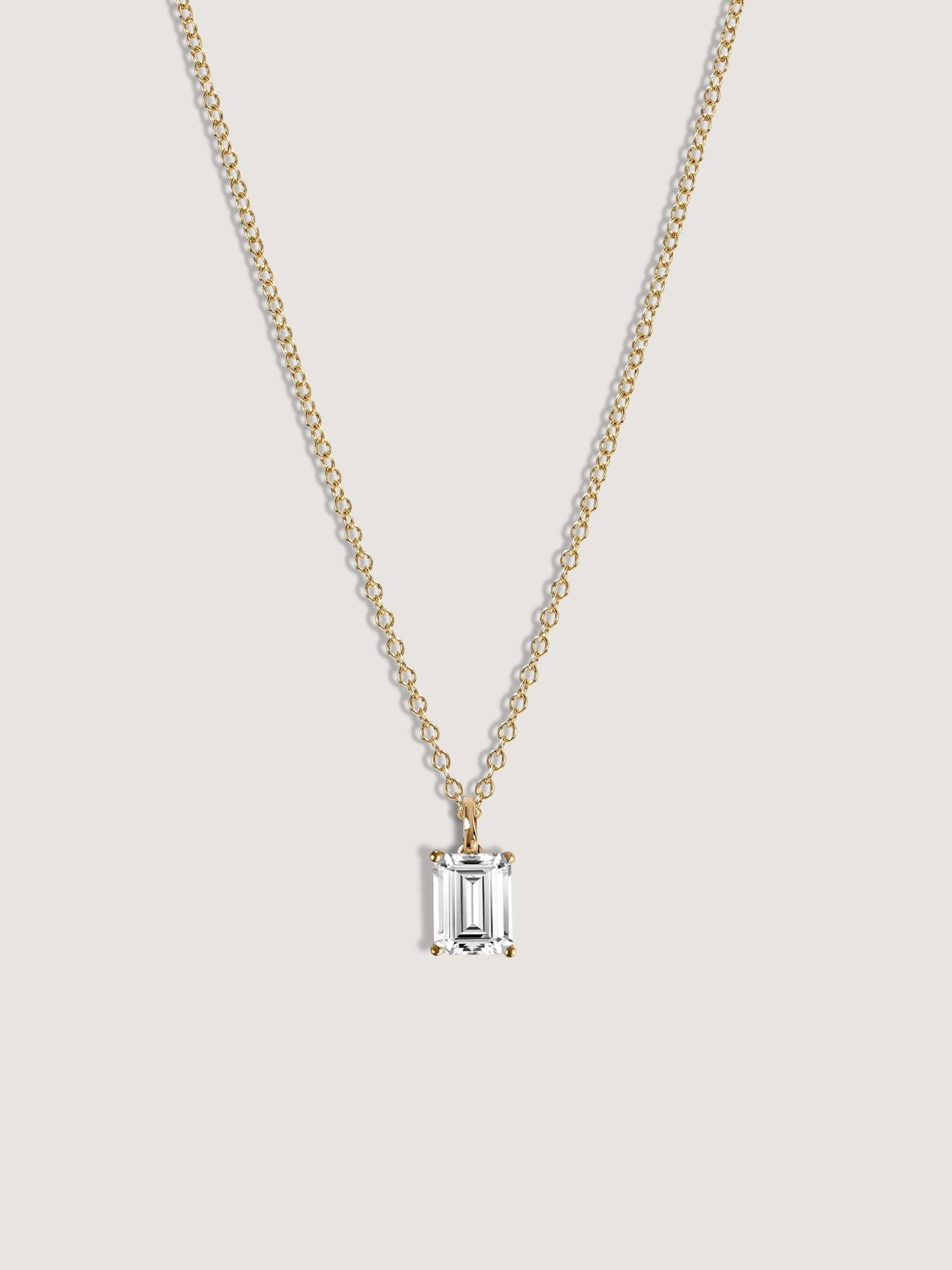 Lab-Grown Diamond 1.0 cttw Emerald Solitaire Necklace