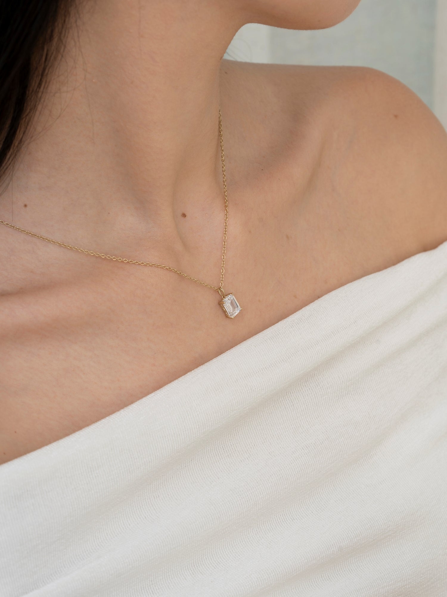 Lab-Grown Diamond 2.0 cttw Emerald Solitaire Necklace