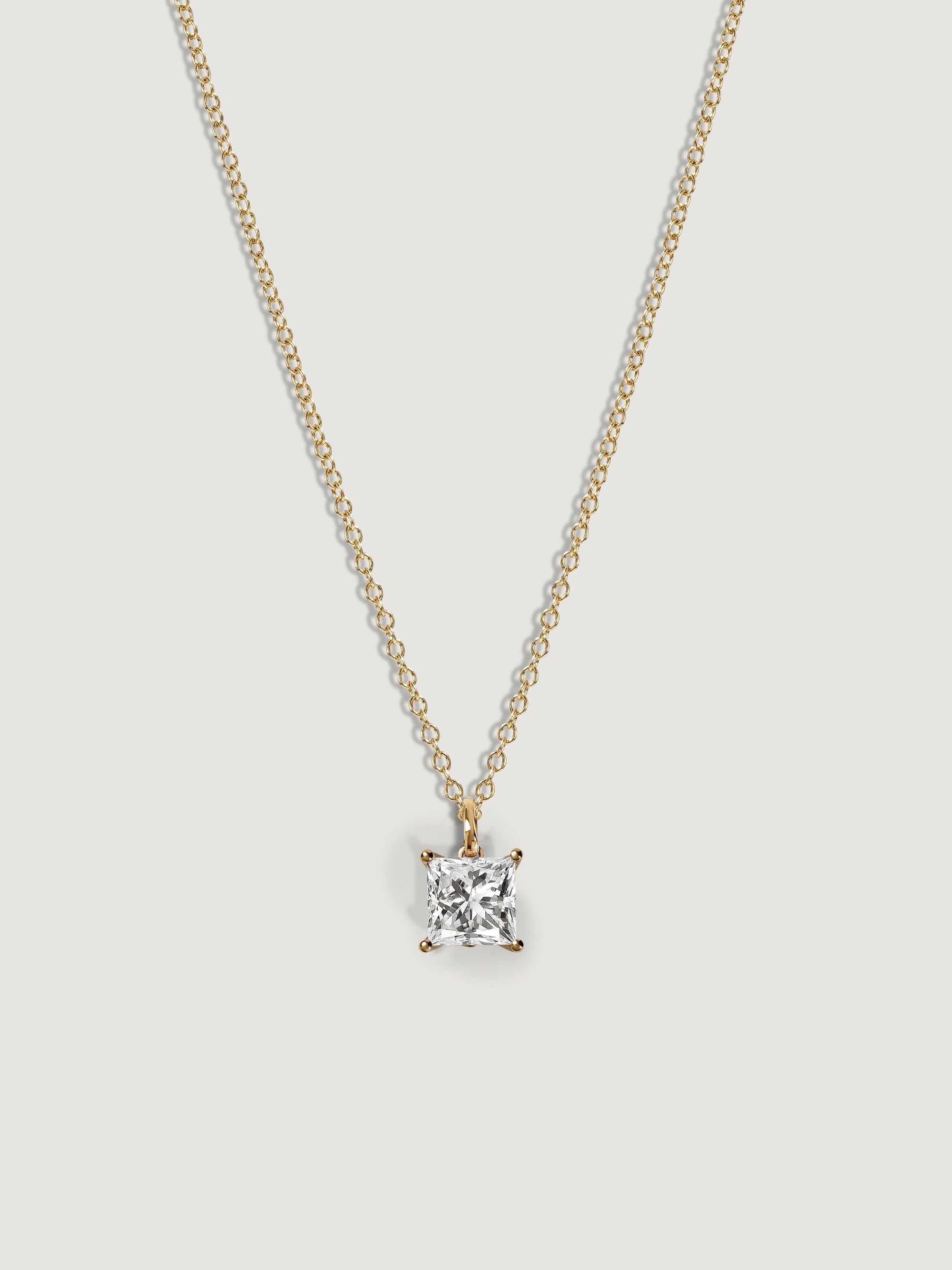 Lab-Grown Diamond 1.0 cttw Princess Solitaire Necklace