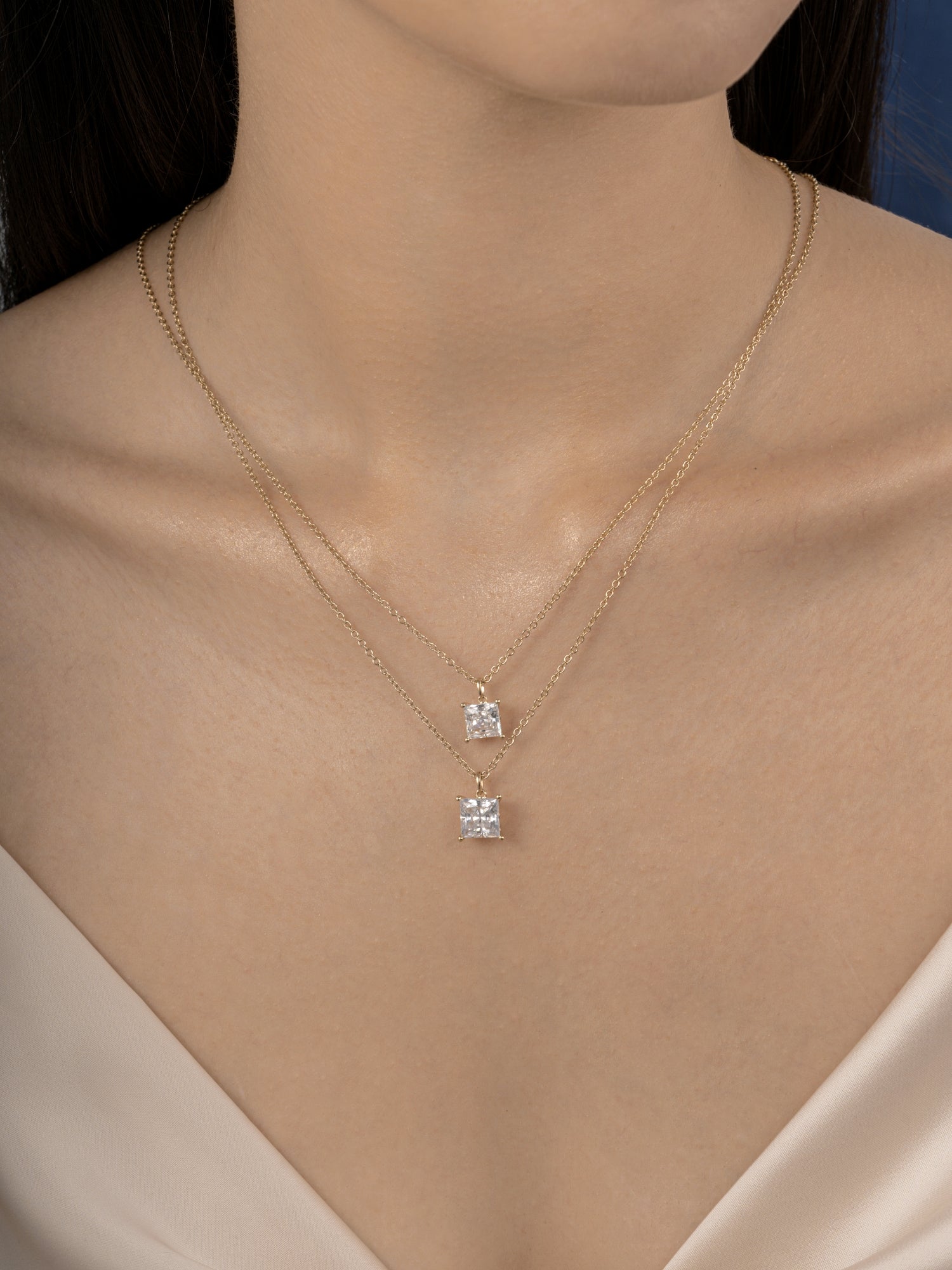 Lab-Grown Diamond 1.0 cttw Princess Solitaire Necklace