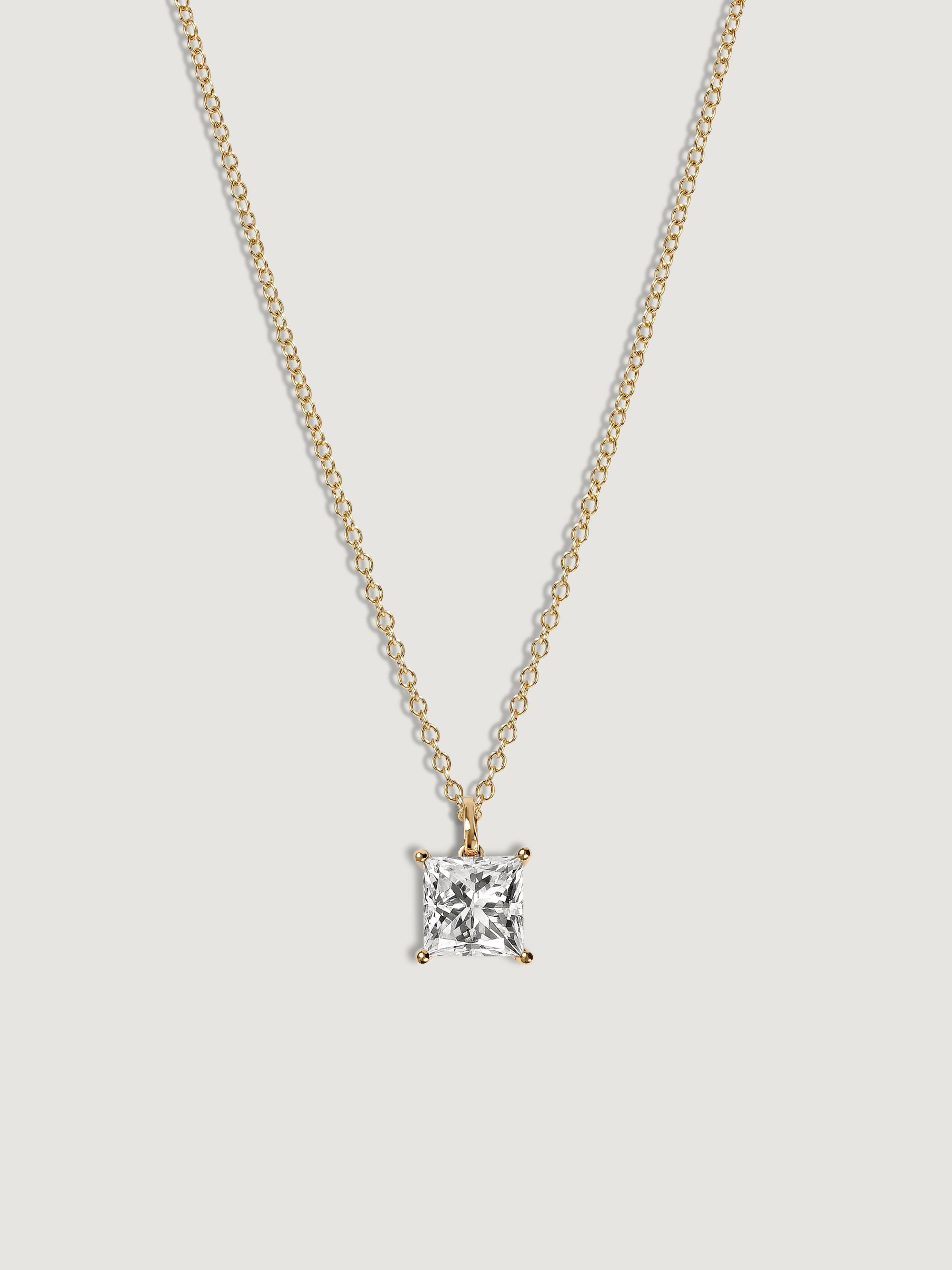 Lab-Grown Diamond 2.0 cttw Princess Solitaire Necklace
