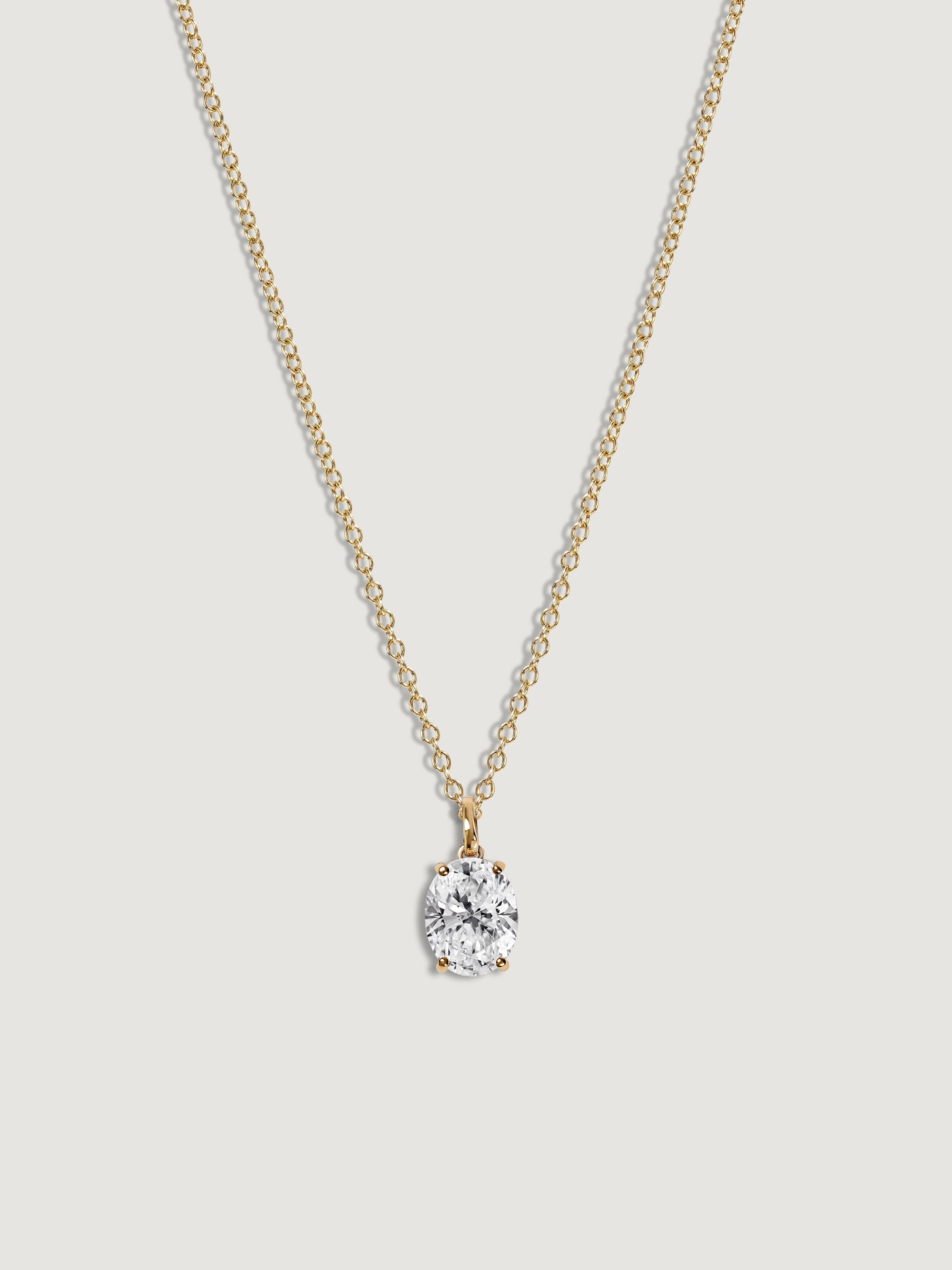 Lab-Grown Diamond 1.0 cttw Oval Solitaire Necklace