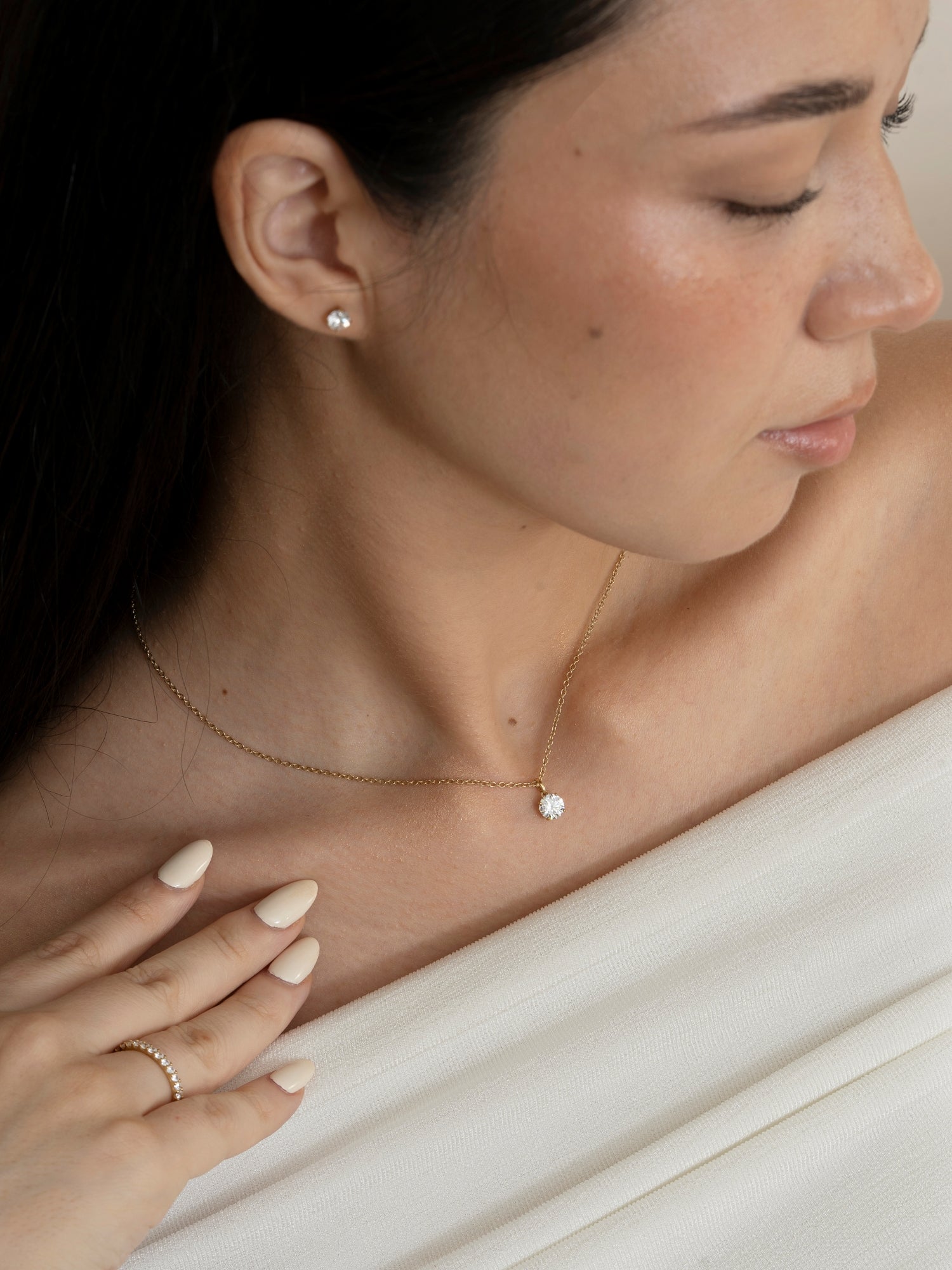 Lab-Grown Diamond 0.5 cttw Round Solitaire Necklace