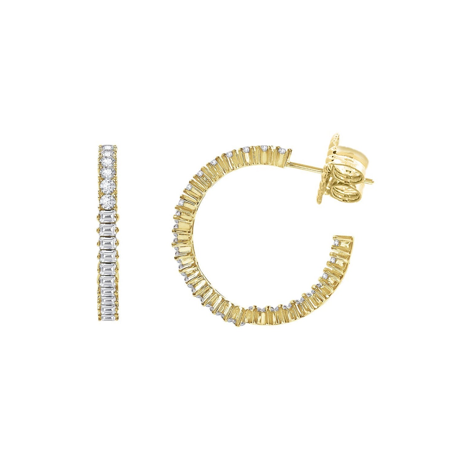 KIERA Yellow Gold Clad Sterling Silver Cubic Zirconia Mix Stone Hoop Stud Earrings