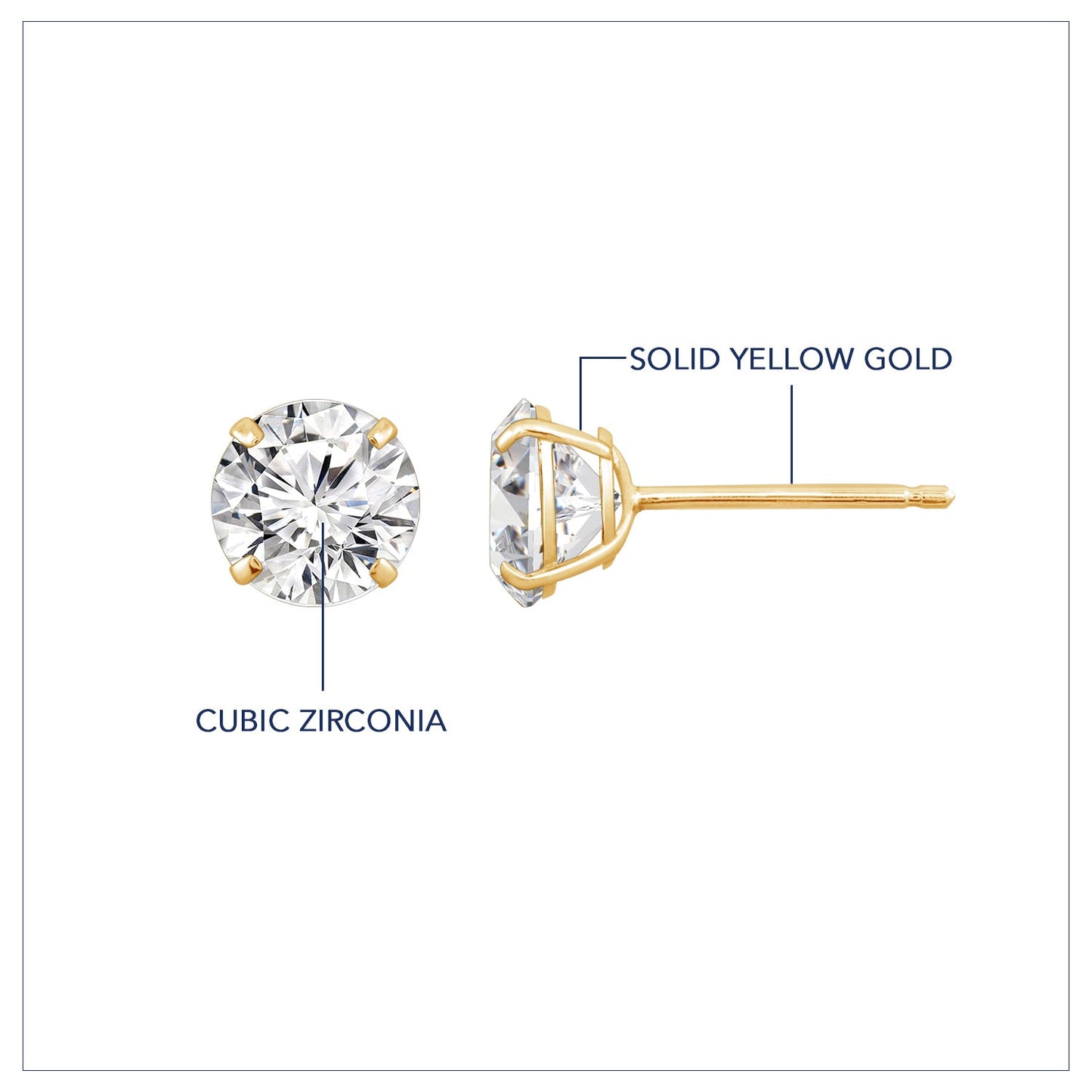 Gold Round Solitaire Earrings