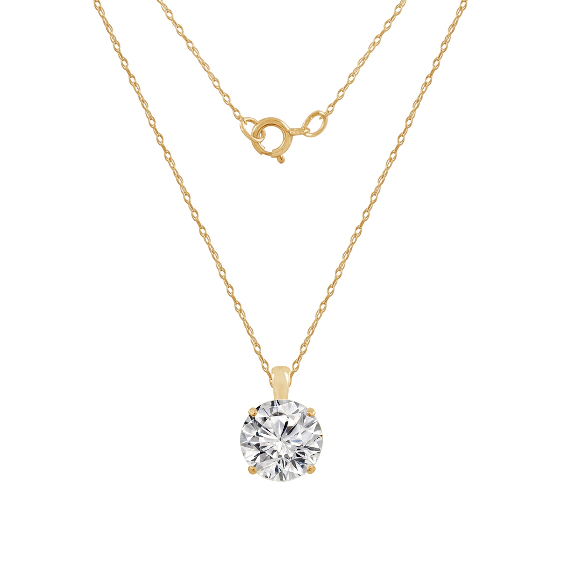 Gold Round Solitaire Necklace