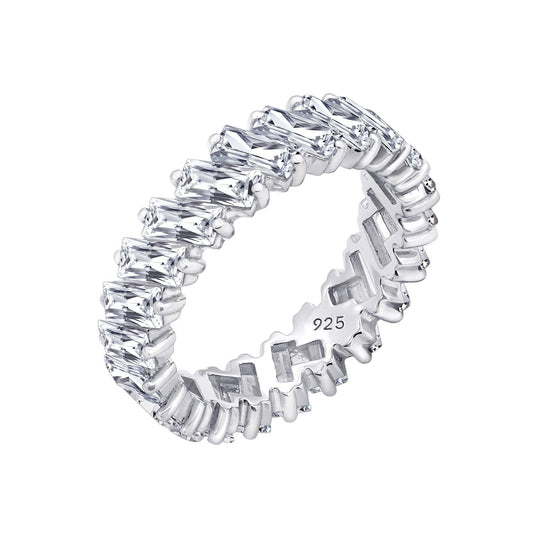 KIERA NEW YORK Platinum Clad Sterling Silver 5.28 cttw Baguette Cut Cubic Zirconia Ring