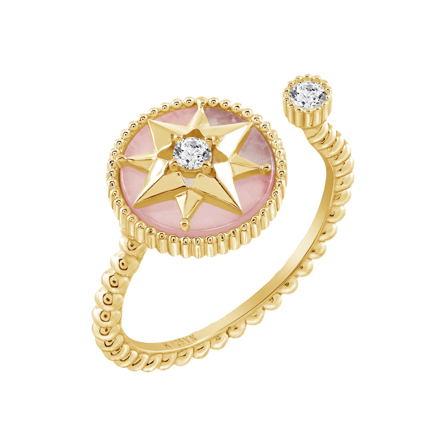 Clover Shape Ring with Coco Diamonds, 14k Rose Gold - Mills Jewelers