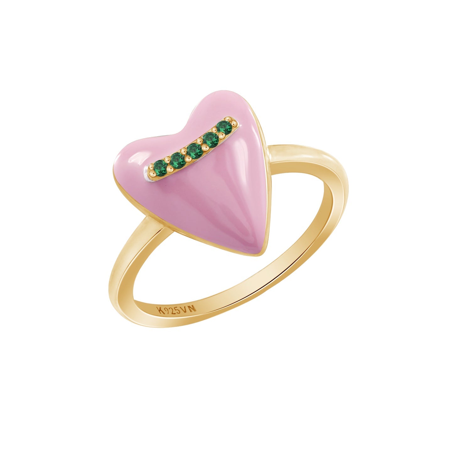 Pink Enamel Heart Ring 10