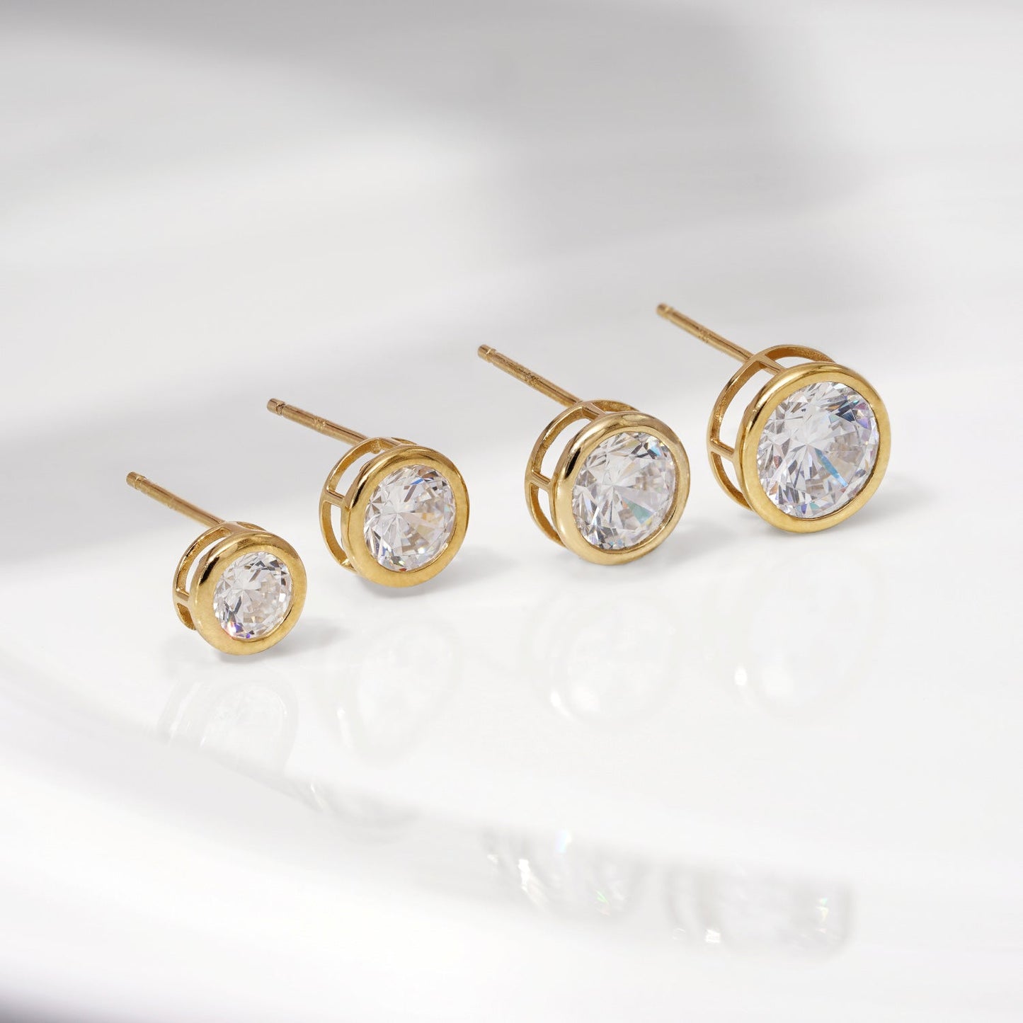 Gold Bezel Solitaire Earrings