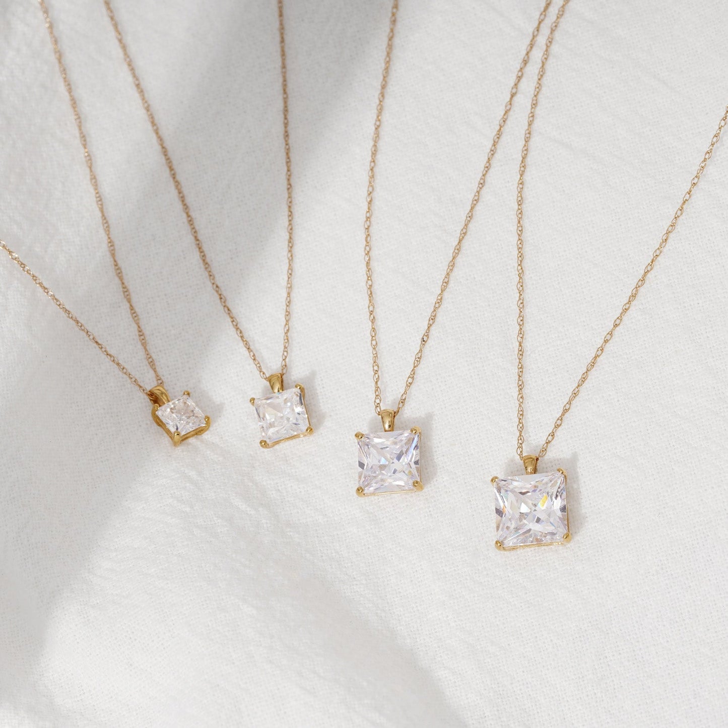 Gold Princess Solitaire Necklace