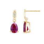 Ruby Pear With Lab Grown Diamond Accent Drop Earrings