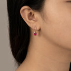 Ruby Pear With Lab Grown Diamond Accent Drop Earrings
