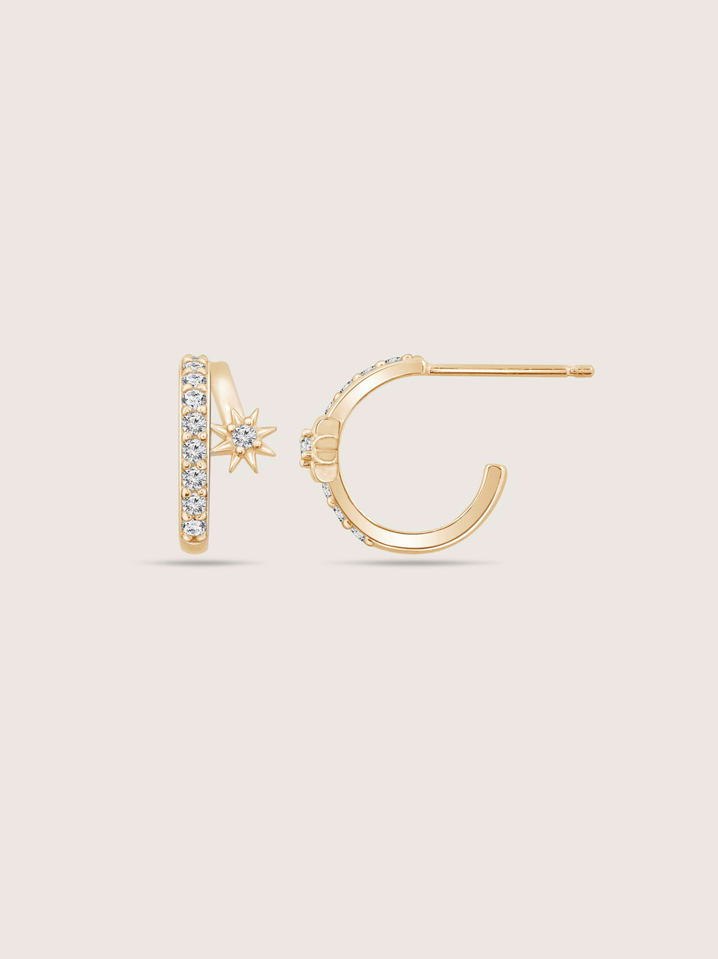 Lab Grown Diamond Starburst Open Hoop Earrings