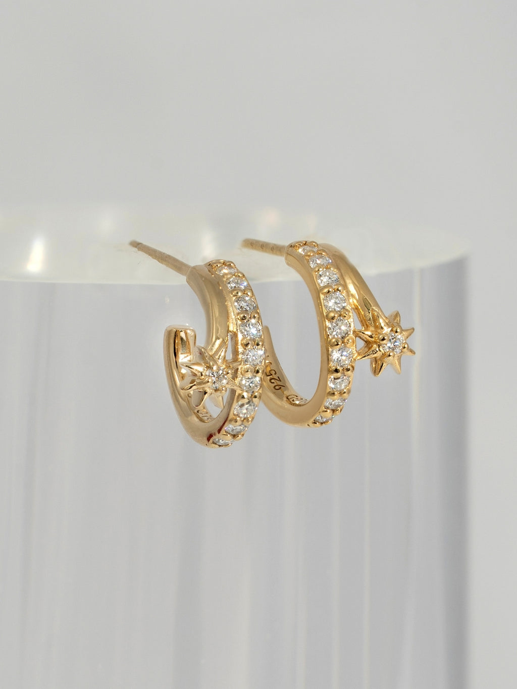 Lab Grown Diamond Starburst Open Hoop Earrings