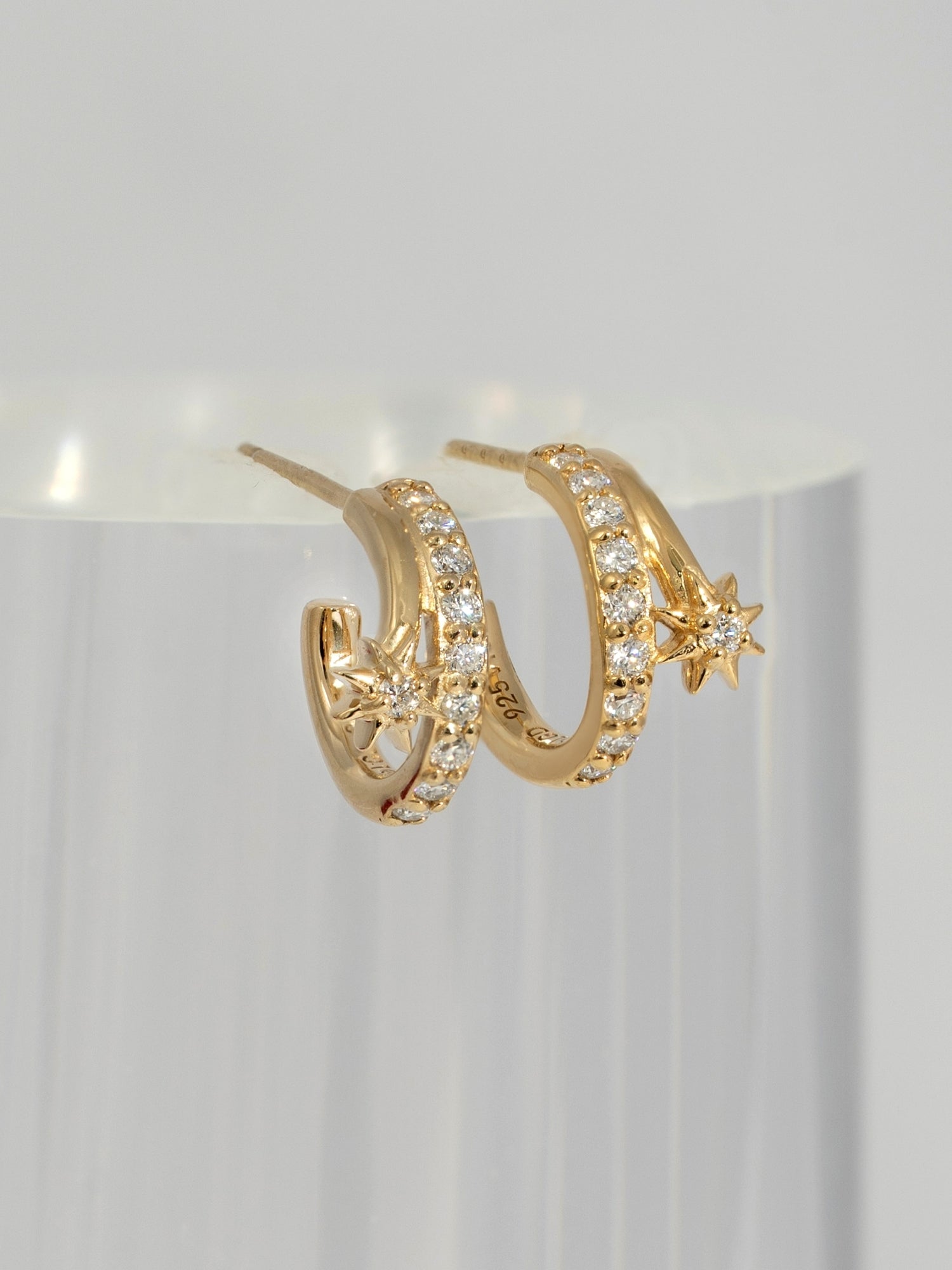 Lab Grown Diamond Starburst Open Hoop Earrings