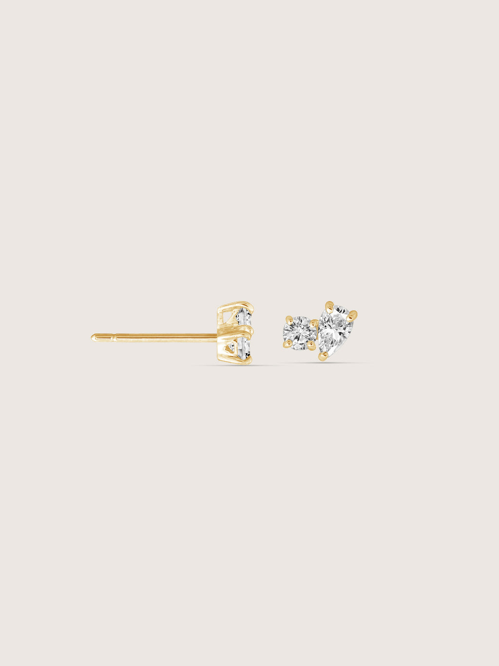 Lab Grown Diamond Asymmetric Two-Stone Cluster Stud Earrings