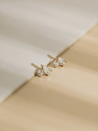 Lab Grown Diamond Asymmetric Two-Stone Cluster Stud Earrings