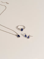 Oval Cut Created Sapphire And Lab Grown Diamond Two Stones Pendant Necklace