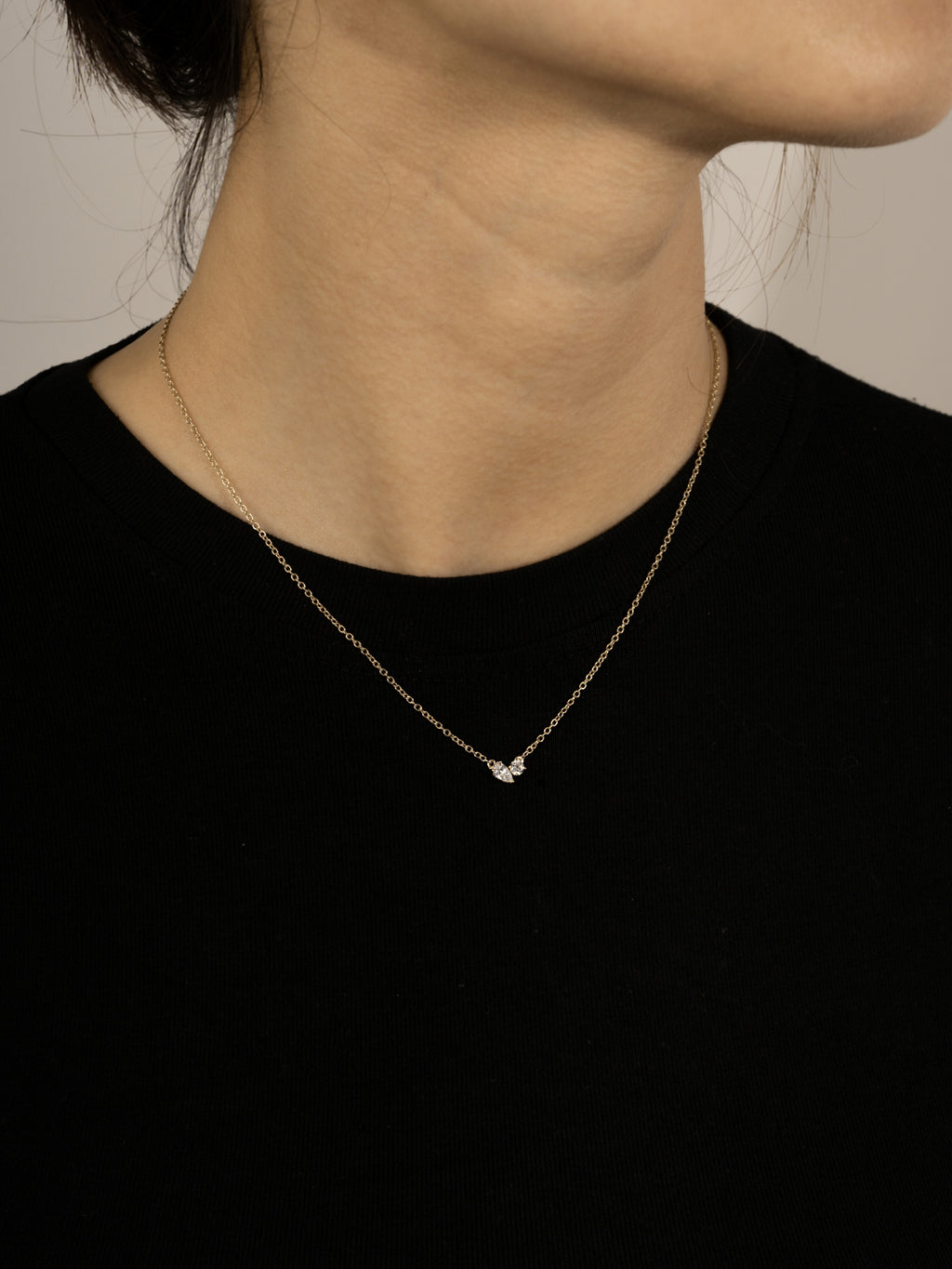 Lab Grown Diamond Asymmetric Two-Stone Cluster Necklace