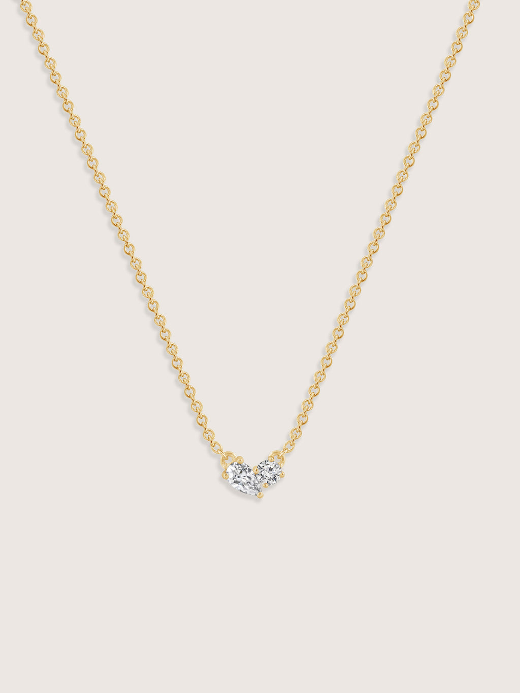 Lab Grown Diamond Asymmetric Two-Stone Cluster Necklace