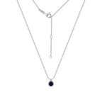 Sapphire Round With Lab Grown Diamond Accent Two Stones Pendant Necklace