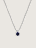 Round Cut Created Sapphire And Lab Grown Diamond Two Stones Pendant Necklace