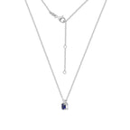Sapphire Round With Lab Grown Diamond Accent Two Stones Pendant Necklace