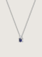 Round Cut Created Sapphire And Lab Grown Diamond Two Stones Pendant Necklace