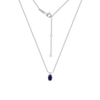Sapphire Oval With Lab Grown Diamond Accent Two Stones Pendant Necklace