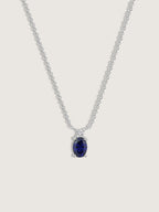 Oval Cut Created Sapphire And Lab Grown Diamond Two Stones Pendant Necklace