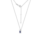 Sapphire Oval With Lab Grown Diamond Accent Two Stones Pendant Necklace