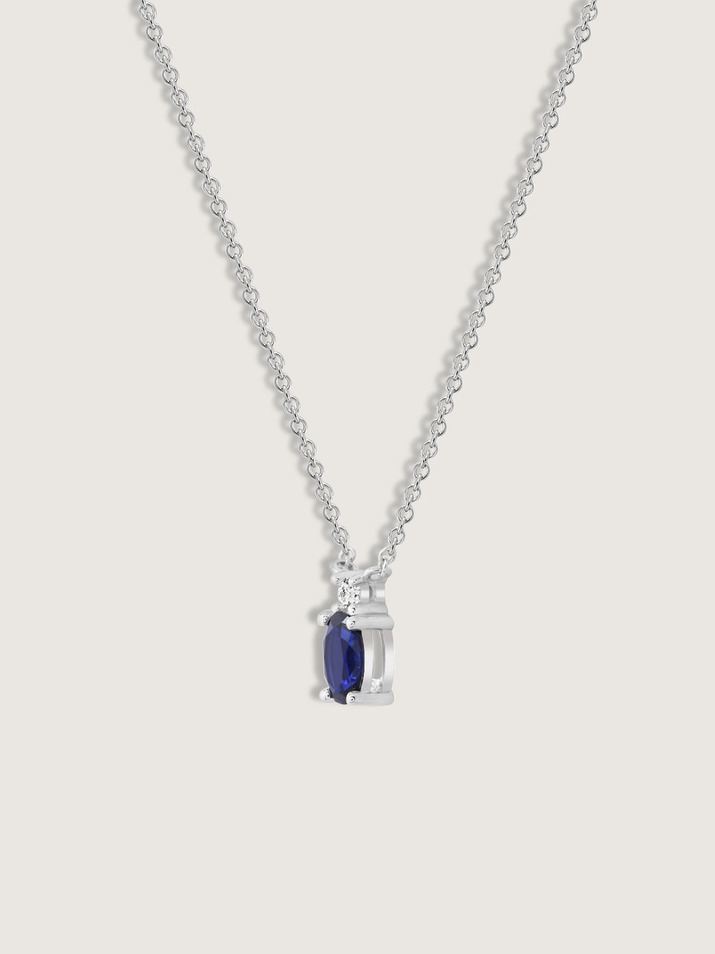 Oval Cut Created Sapphire And Lab Grown Diamond Two Stones Pendant Necklace
