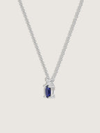 Oval Cut Created Sapphire And Lab Grown Diamond Two Stones Pendant Necklace