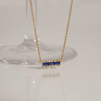 Sapphire Baguette With Lab Grown Diamond Accent Bar Pendant Necklace