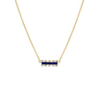 Sapphire Baguette With Lab Grown Diamond Accent Bar Pendant Necklace