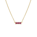 Ruby Baguette With Lab Grown Diamond Accent Bar Pendant Necklace