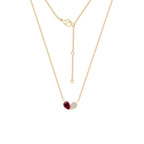 Ruby Pear With Lab Grown Diamond Accent Heart Saphed Pendant Necklace