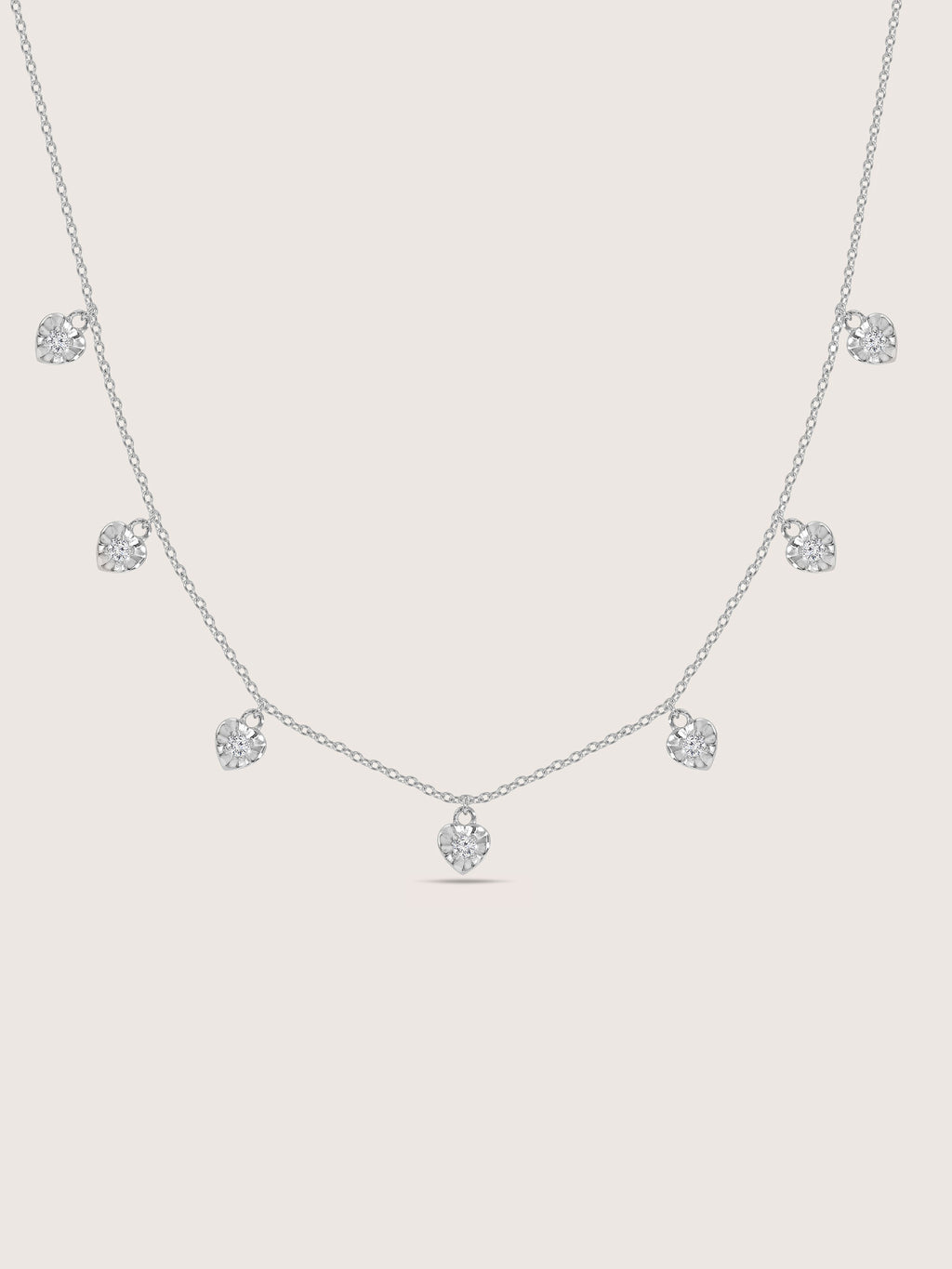Lab Grown Diamond Heart Shaped Dangle Station Necklace