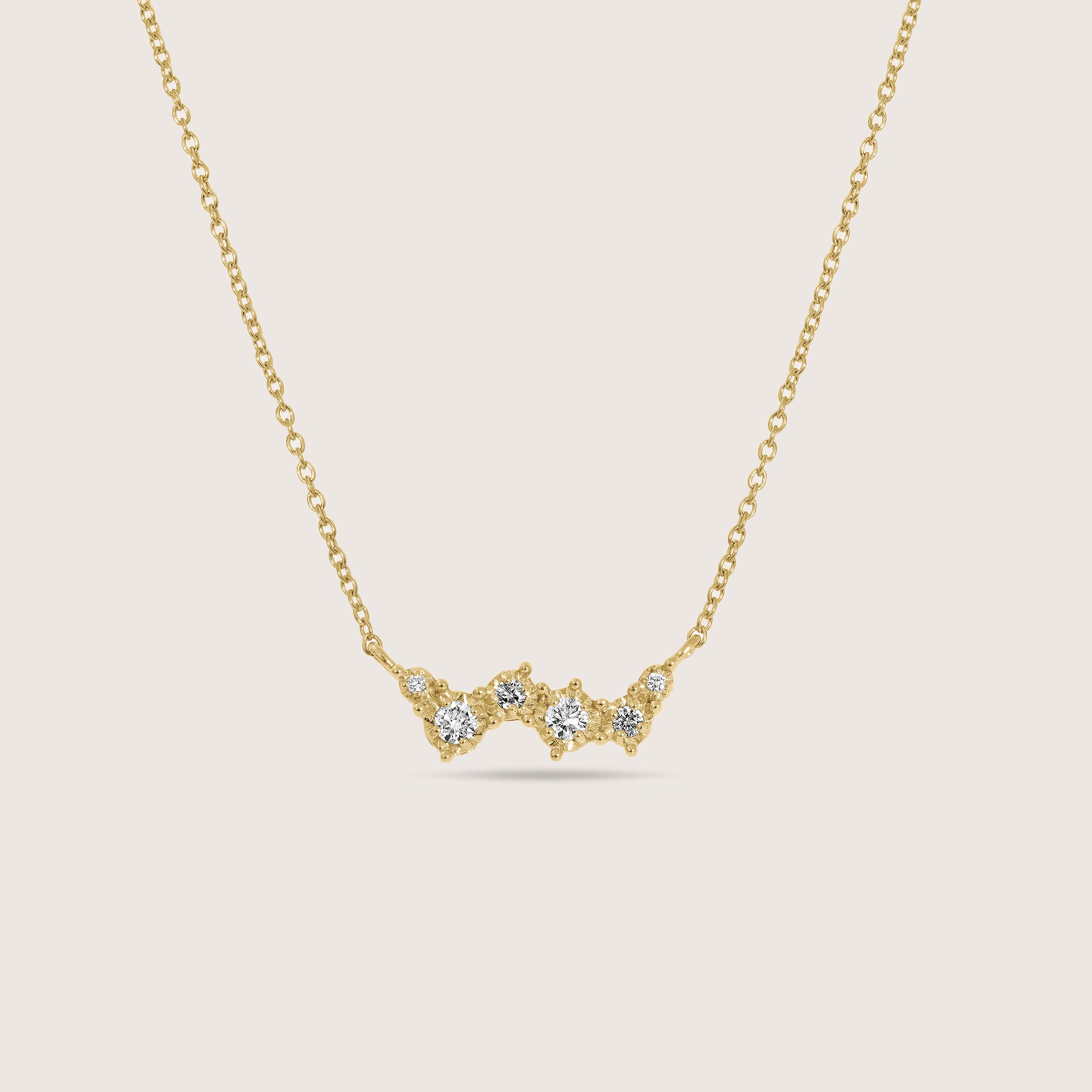 Lab Grown Diamond Six-Stone Wave Pendant Necklace