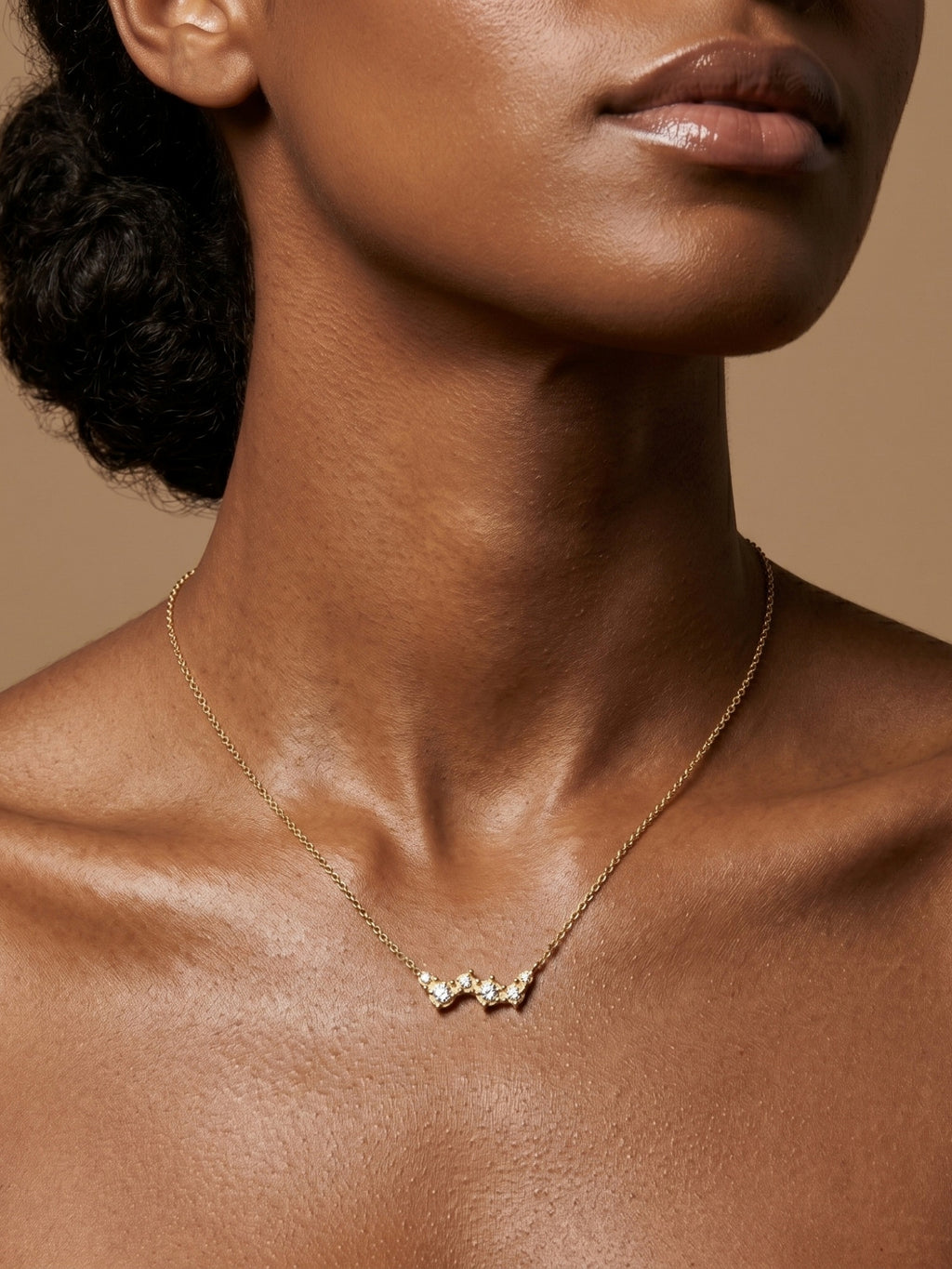 Lab Grown Diamond Six-Stone Wave Pendant Necklace