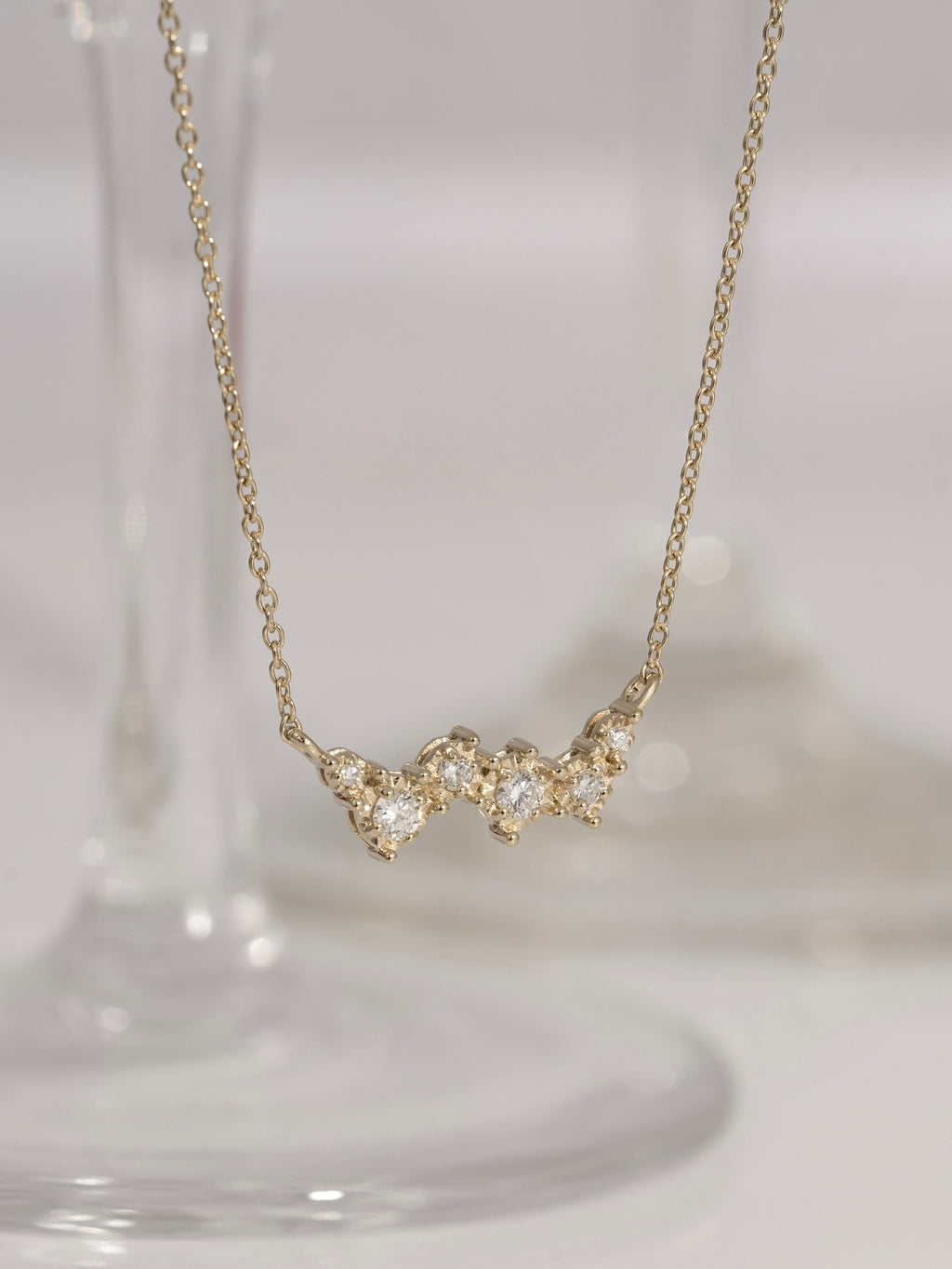 Lab Grown Diamond Six-Stone Wave Pendant Necklace
