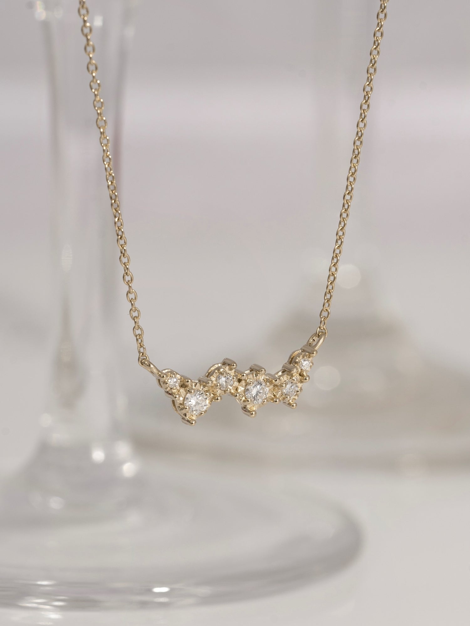 Lab Grown Diamond Six-Stone Wave Pendant Necklace