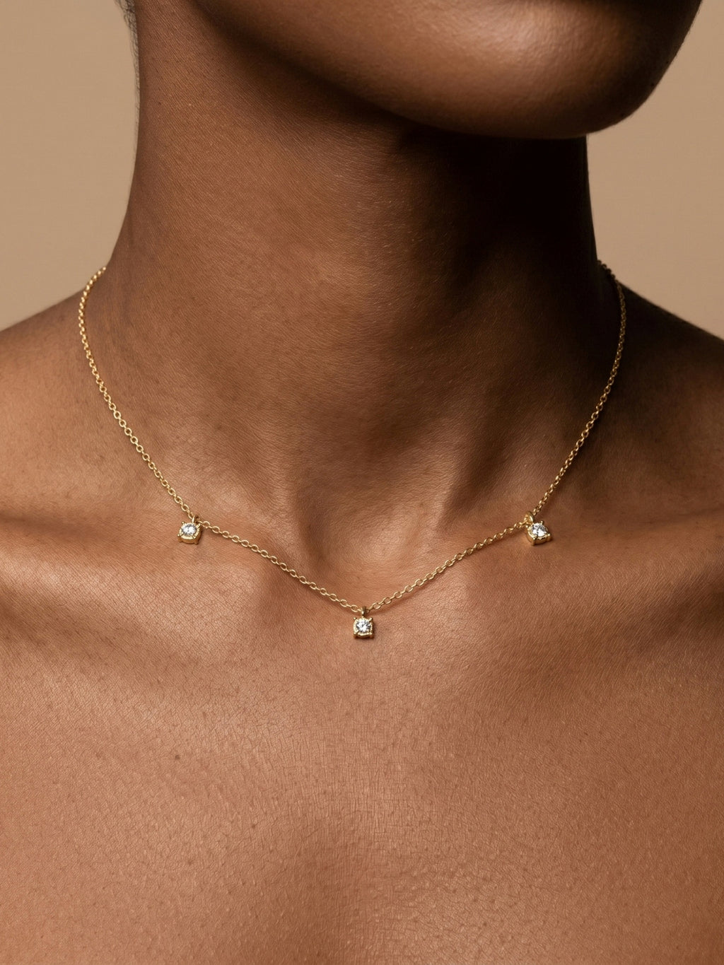 Lab Grown Diamond Dangle Stone Station Necklace