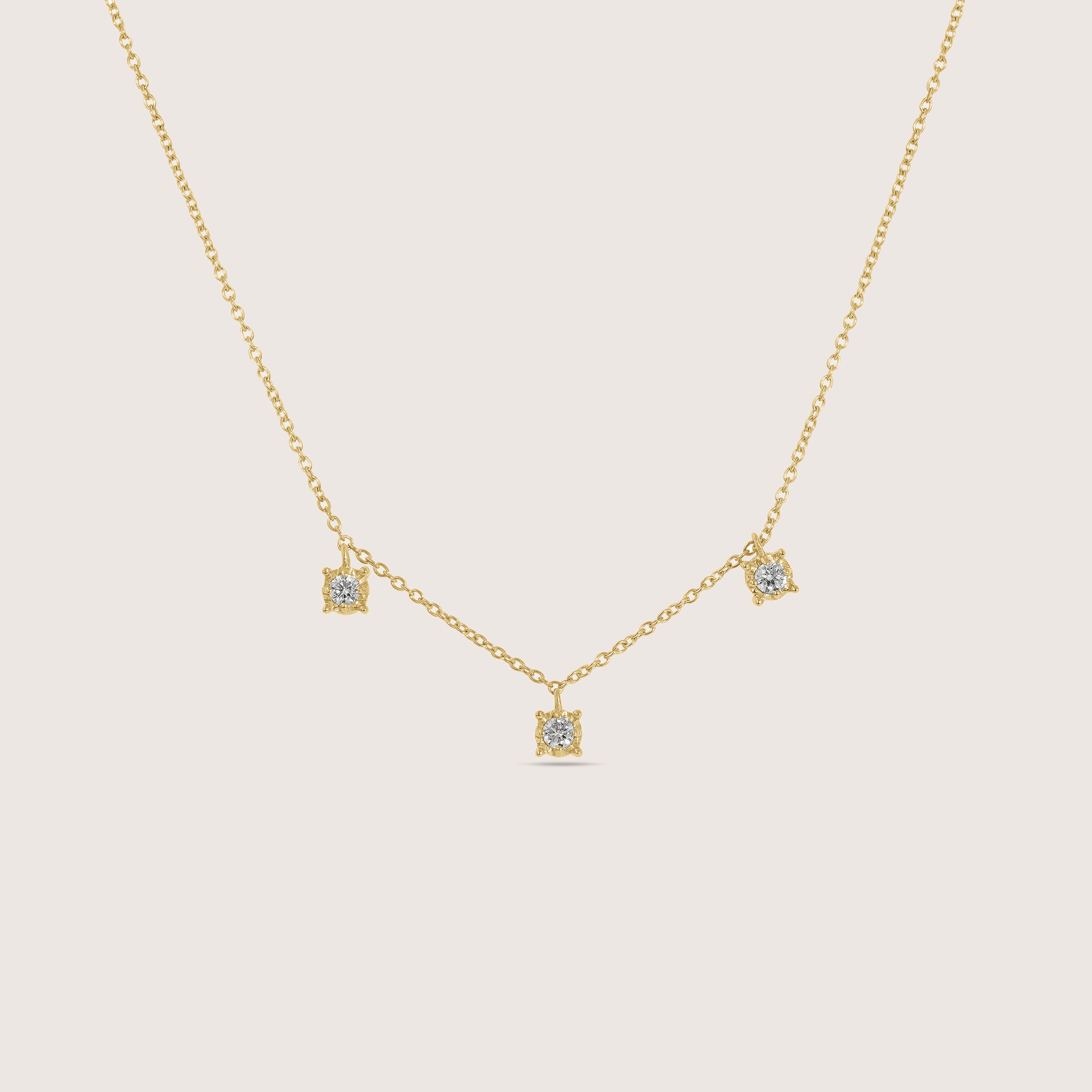 Lab Grown Diamond Dangle Stone Station Necklace